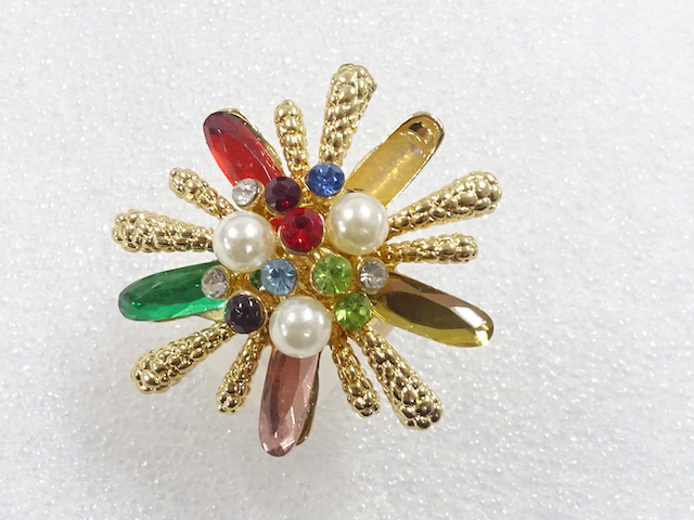JAPANESE KIMONO / ANTIQUE COLORED STONE RING (SIZE 15)